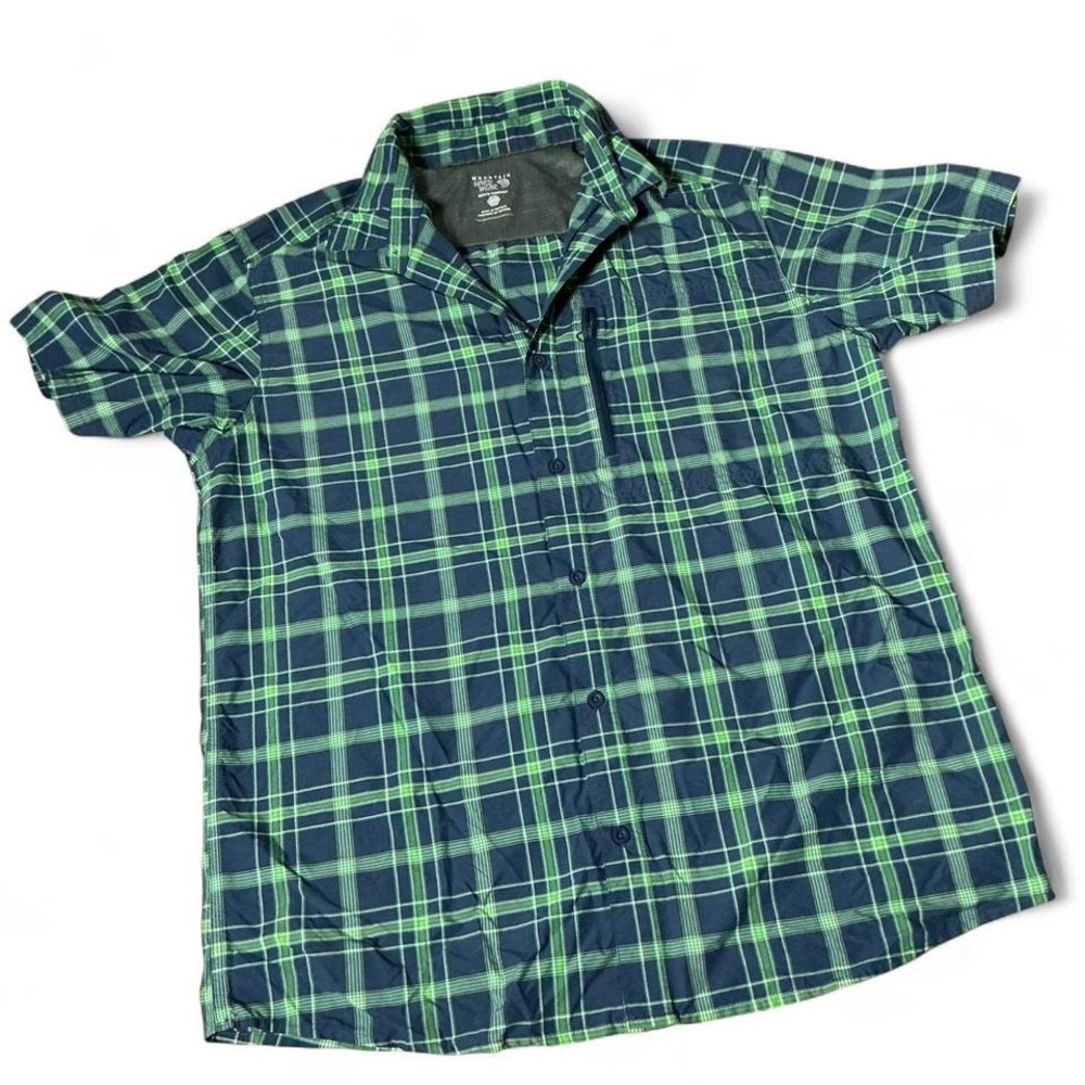 Mountain Hardwear Gorpcore Mens Plaid Short Sleeve Button Down‎ Shirt Green M